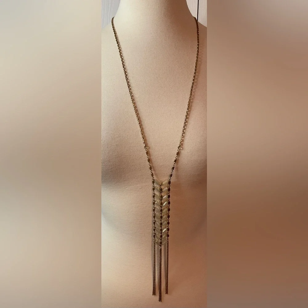 Bella Jack Gold Beaded Long Necklace Tassel‎